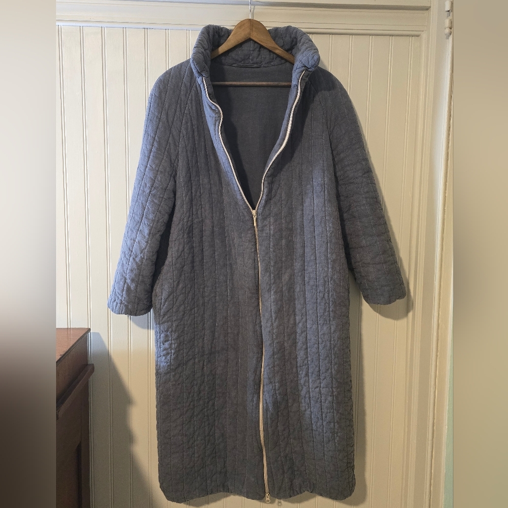 Quilted Linen Coat Size 6 Moonstone